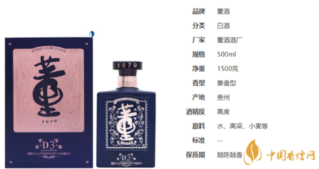 董酒50度d3多少钱一瓶 董酒53度价格表和图片